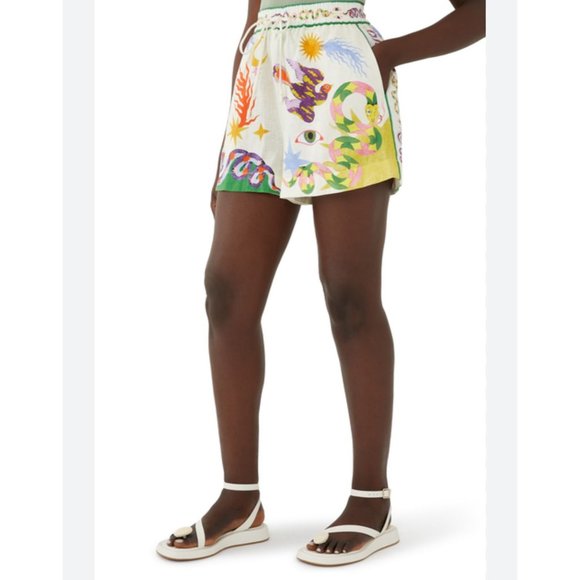 Women's XL Whimiscal Shorts Elastic High Waist Pockets Drawstring Multicolor - Picture 6 of 13